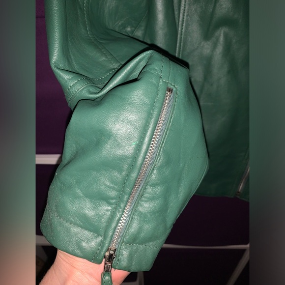 Twiggy London Green Leather Jacket L - Picture 5 of 8